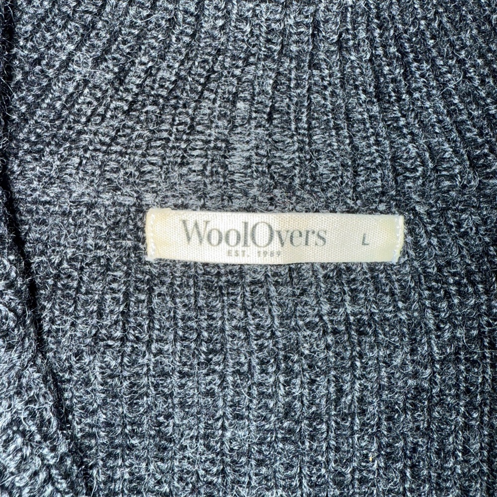 WoolOvers British wool quarter-zip sweater suede shoulder elbow patches Large - Picture 9 of 11